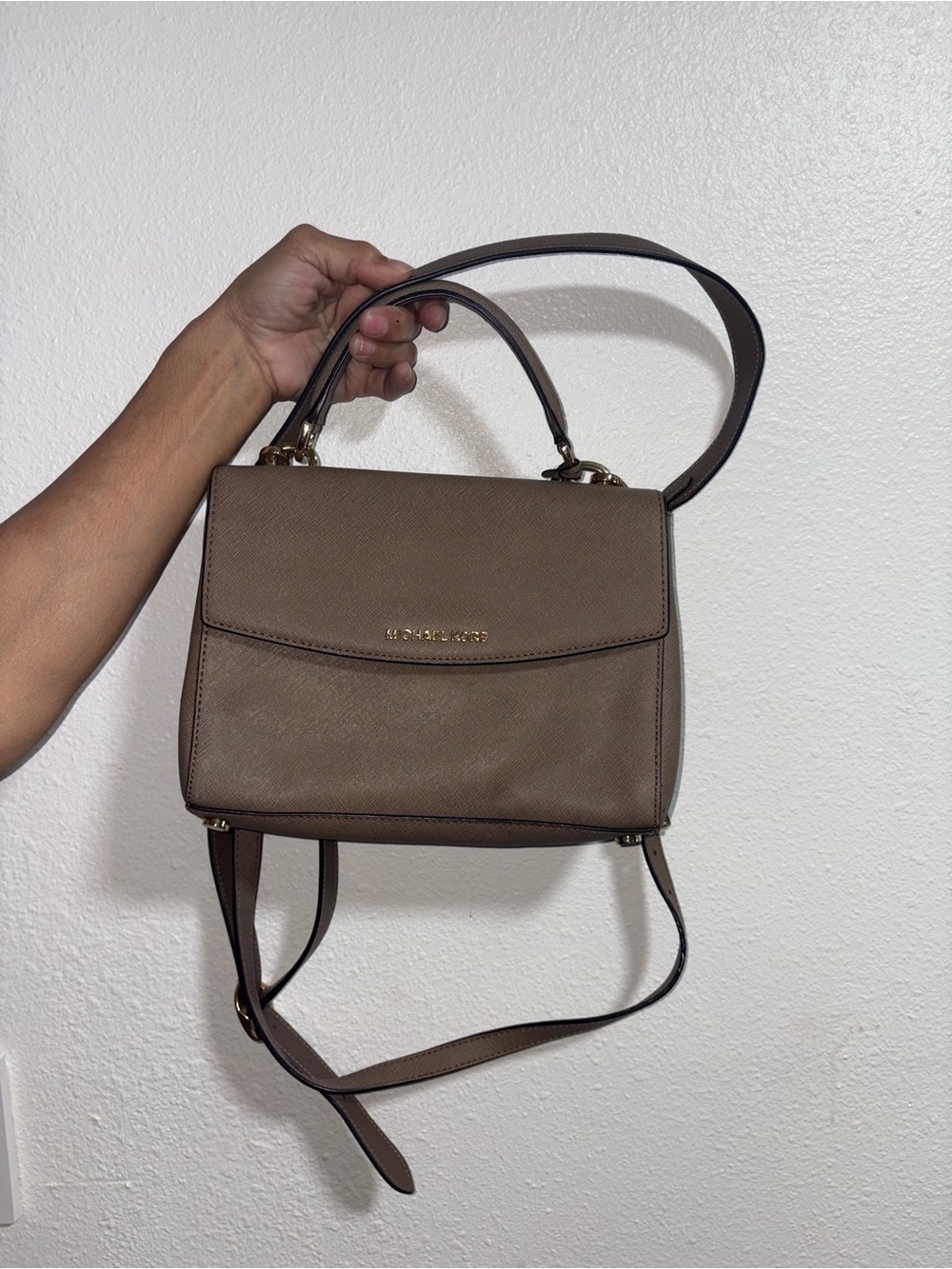 Michael Kors Taupe Convertible Backpack Crossbody Bag